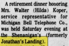Mr. Jons (Hubs, Jonathans Landing, Just Between Friends, Shenanigans) - Mar 1981 Shenanigans (newer photo)